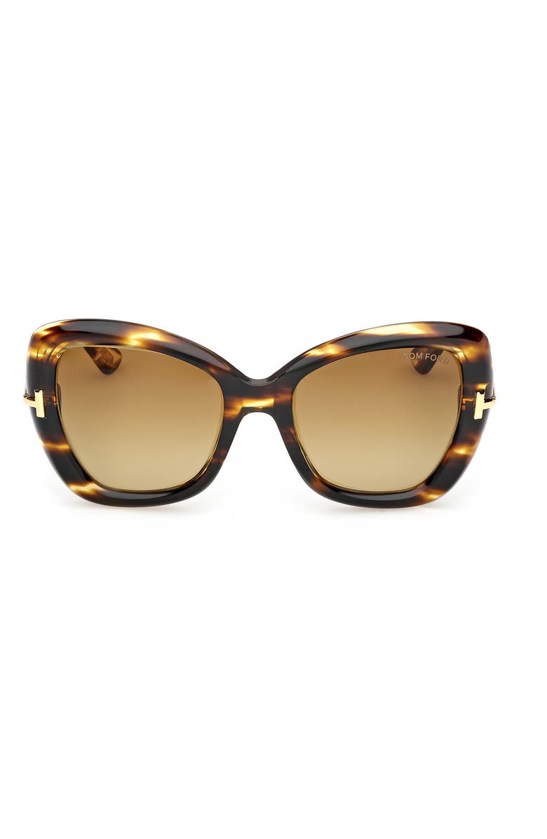 TOM FORD 55mm Butterfly Sunglasses, Main, color, Brown Striped Beveled/ Brown