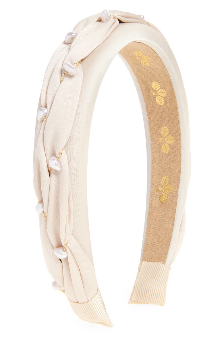 Cressida Faux Pearl Headband, Main, color, CREAM/ PEARL