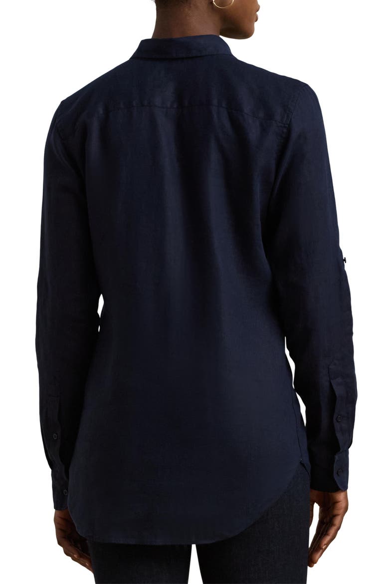 Relaxed Fit Linen Button-Up Shirt, Alternate, color, LAUREN NAVY