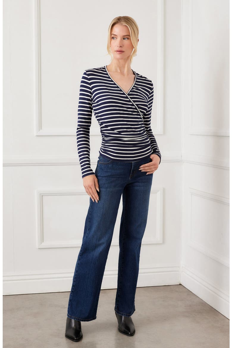Stripe Crossover Ruched Top, Alternate, color, STRIPE