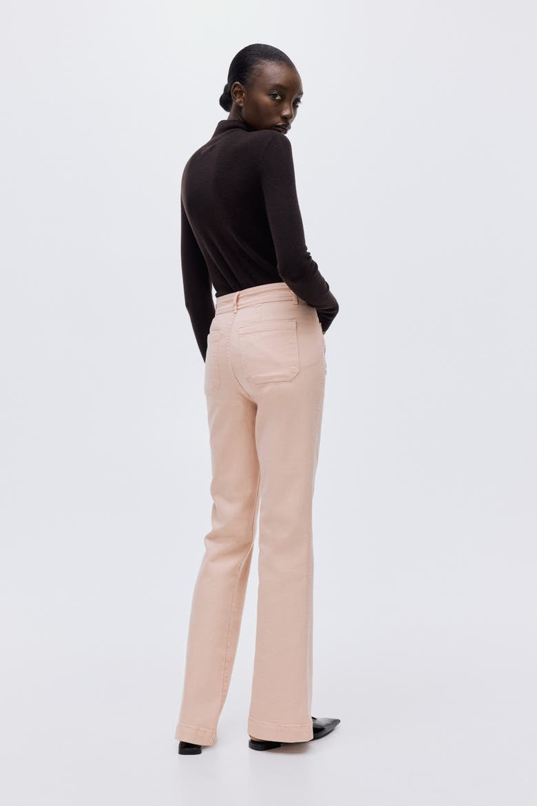 Flared High Jeans, Alternate, color, Peach pink