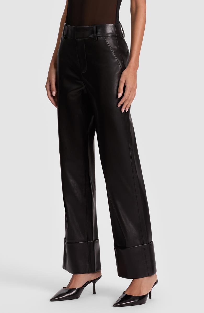 Alice + Olivia Alexander High Waist Faux Leather Pants, Alternate, color, Black