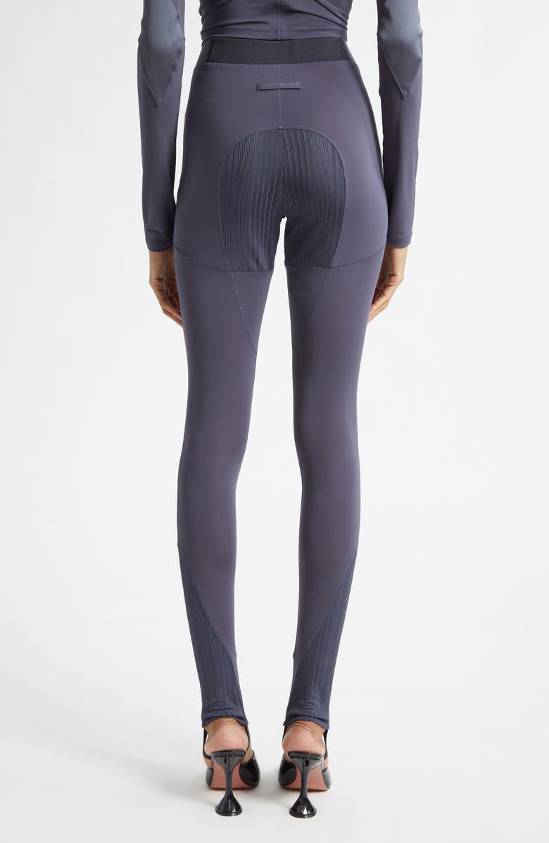 Jean Paul Gaultier Jersey & Rib Stirrup Leggings, Alternate, color, Petrol