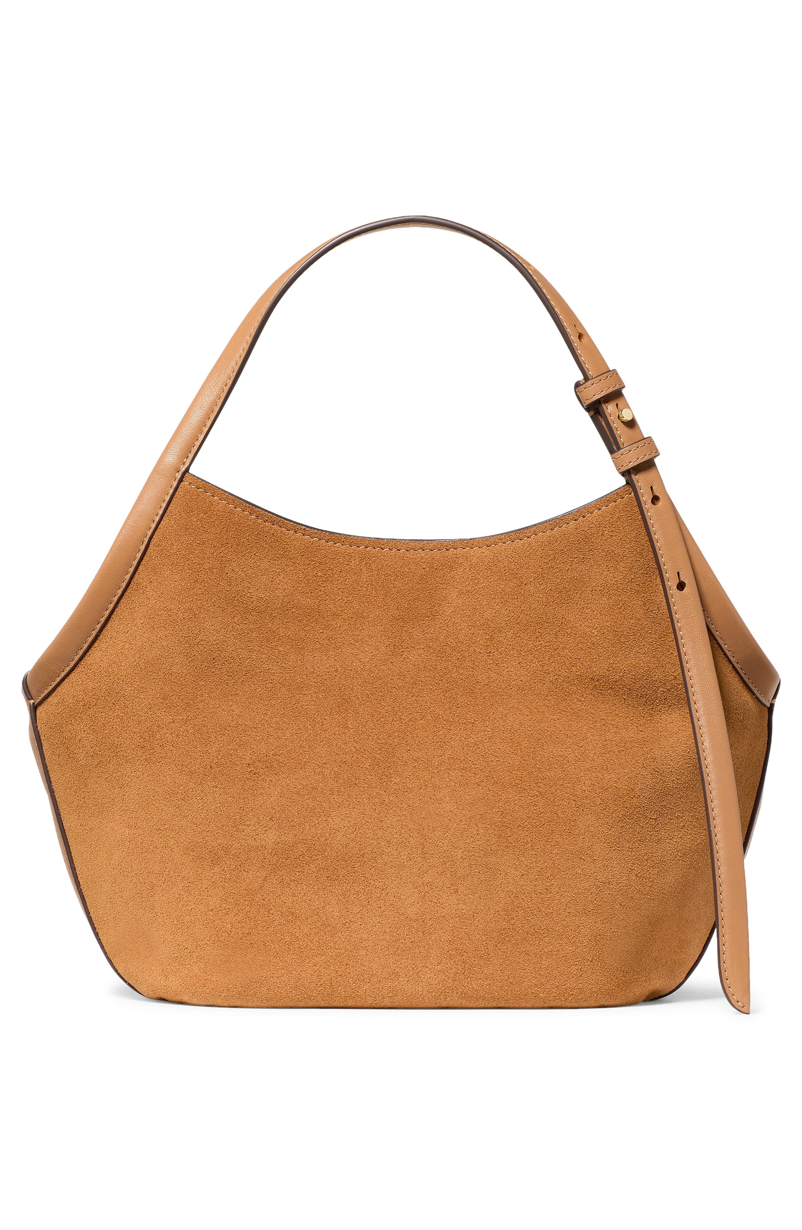 Kate Spade New York Small Deco Suede Tulip Tote, Alternate, color, Garden Soil
