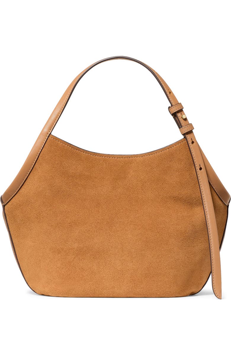 Kate Spade New York Small Deco Suede Tulip Tote, Alternate, color, Garden Soil