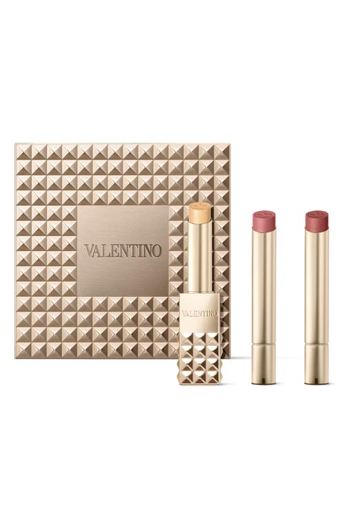 Valentino Spike Buttery Matte Refillable Lipstick Trio & Clutch $108 Value In Transparent