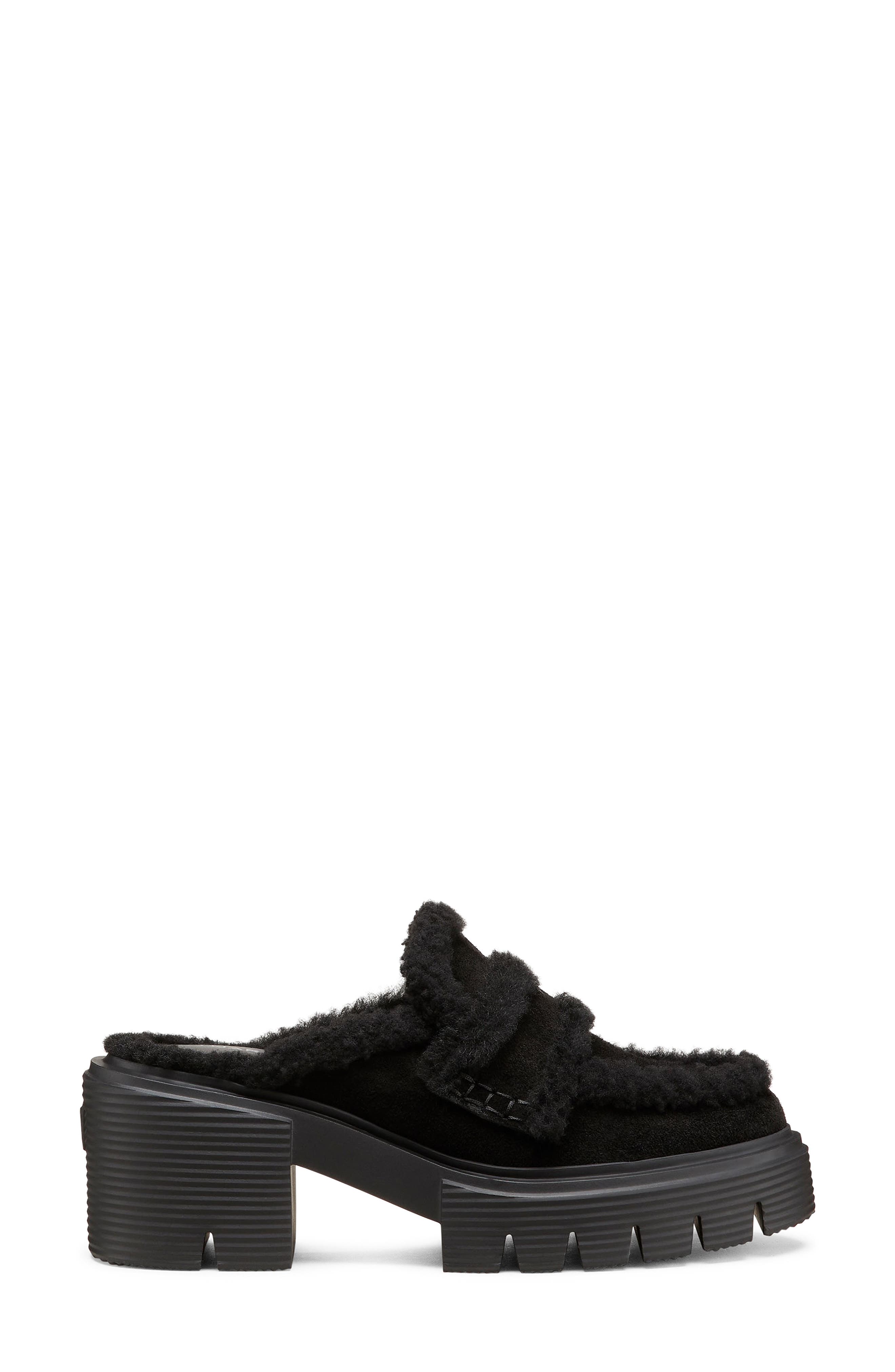 Stuart Weitzman Lennox Genuine Shearling Trim Platform Loafer, Alternate, color, 