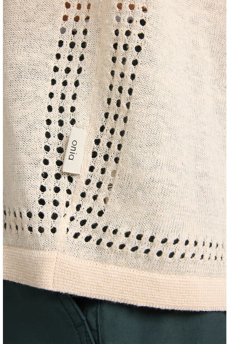 Linen Knit Eyelet Camp Shirt, Alternate, color, NATURAL MELANGE