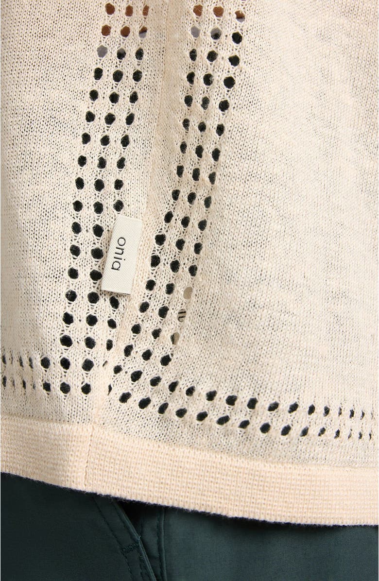 Onia Linen Knit Eyelet Camp Shirt, Alternate, color, 