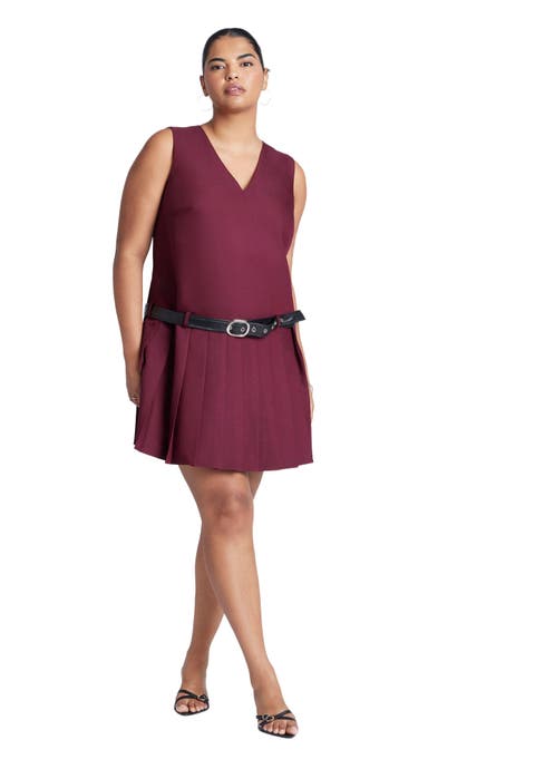 Pleated Mini Dress With Belt (Plus Available)