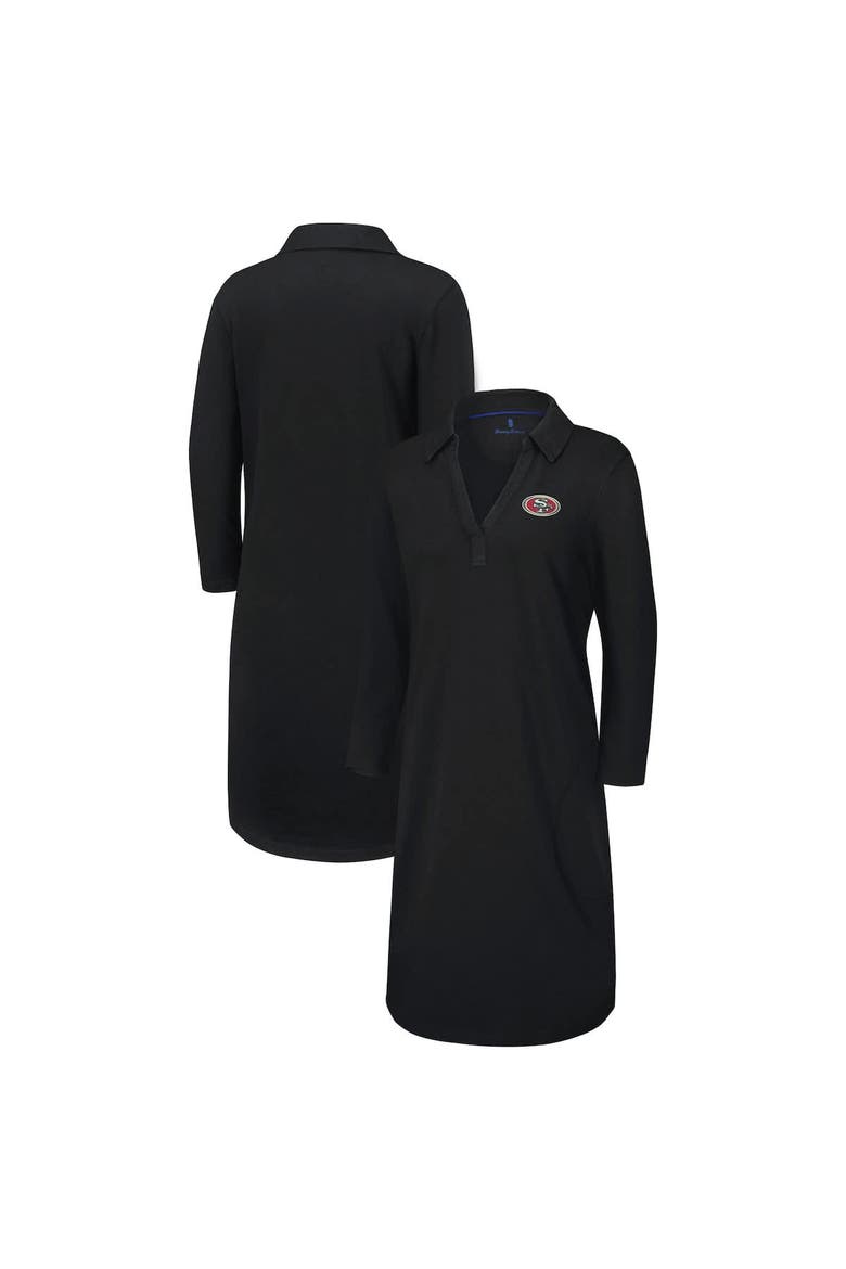 Women's Tommy Bahama Black San Francisco 49ers Ashby Isles Three-Quarter Length Sleeve Pullover Jersey Dress, Main, color, Black
