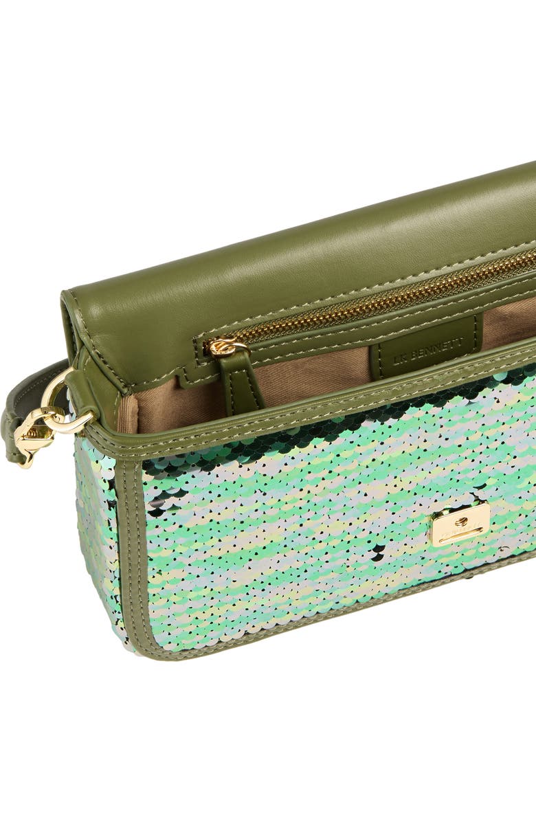 LK Bennett Zoe Sequin Shoulder Bag, Alternate, color, Green