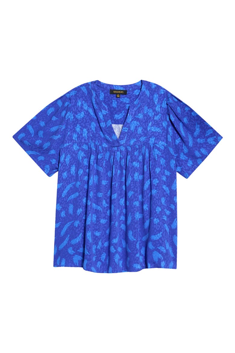 Darya Strokes Ferma Split Neck Top, Main, color, COBALT BLUE