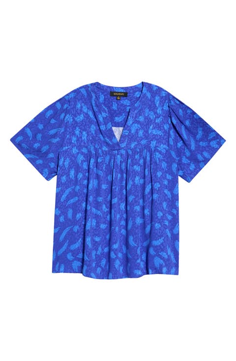 Darya Strokes Ferma Split Neck Top