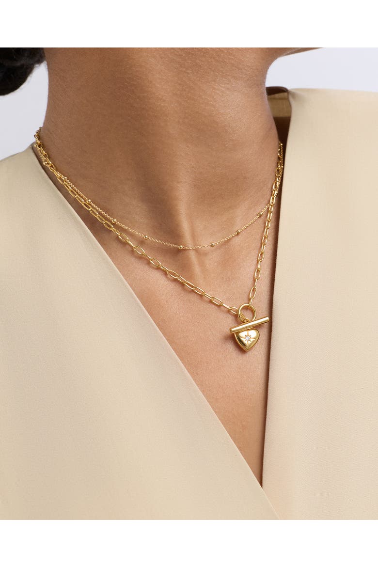 Gold Biography Heart T-Bar Necklace, Alternate, color, Gold