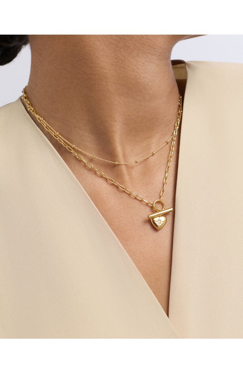 Astley Clarke Gold Biography Heart T-Bar Necklace, Alternate, color, Gold