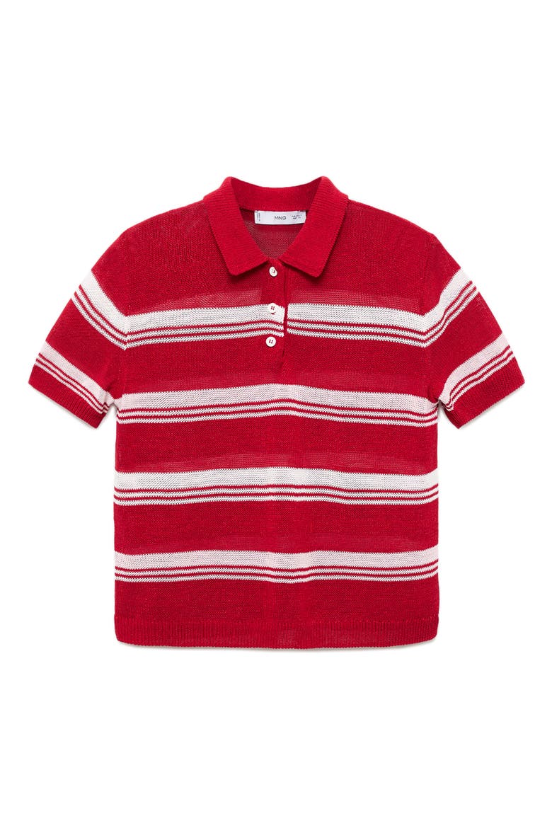 Stripe Short Sleeve Polo Sweater, Alternate, color, RED