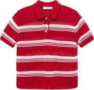 MANGO Stripe Short Sleeve Polo Sweater