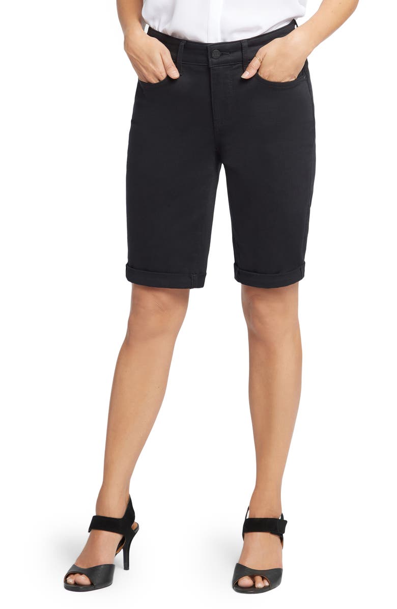 NYDJ Briella Roll Cuff Denim Bermuda Shorts, Main, color, Black
