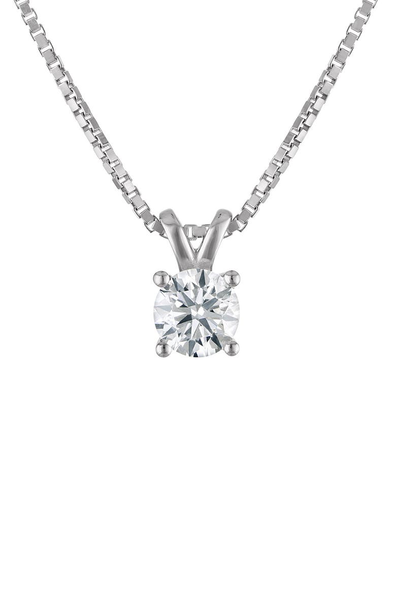 FZN Lab-Grown Diamond Sterling Silver Pendant Necklace, Main, color, White