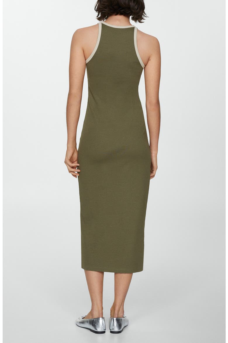 Contrast Trim Cotton Blend Midi Dress, Alternate, color, KHAKI GREEN