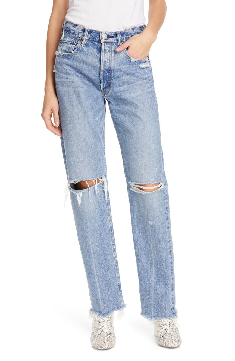 MOUSSY Viola Ripped Straight Leg Jeans, Main, color, 