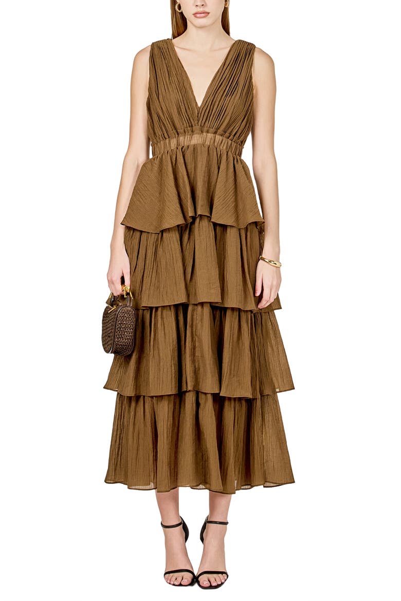 Tiered Maxi Dress, Alternate, color, CHOCOLATE