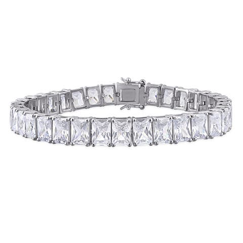 Cubic Zirconia Rectangular Tennis Bracelet