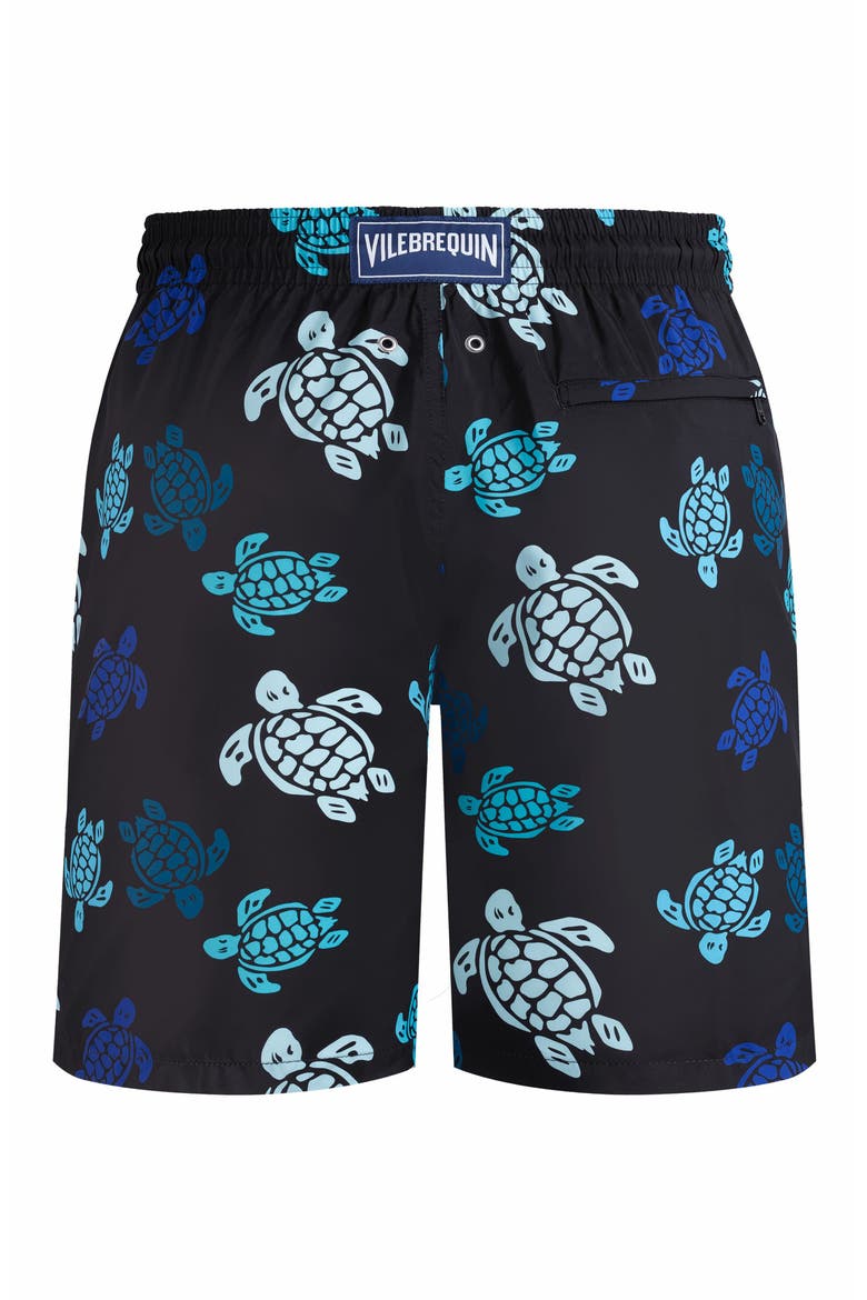 Men's Multicolor Tortues Ultra-Light and Packable Swim Trunks, Alternate, color, NOIR