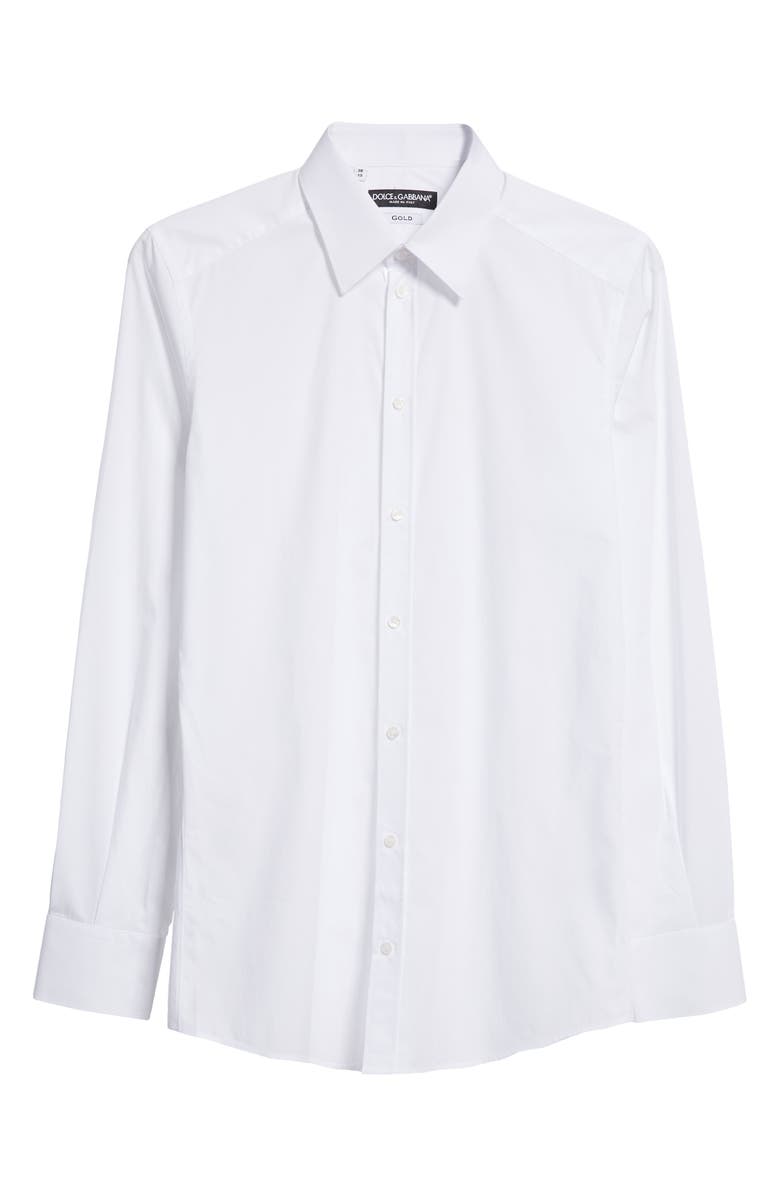 Dolce&Gabbana Cotton Poplin Button-Up Shirt, Alternate, color, White
