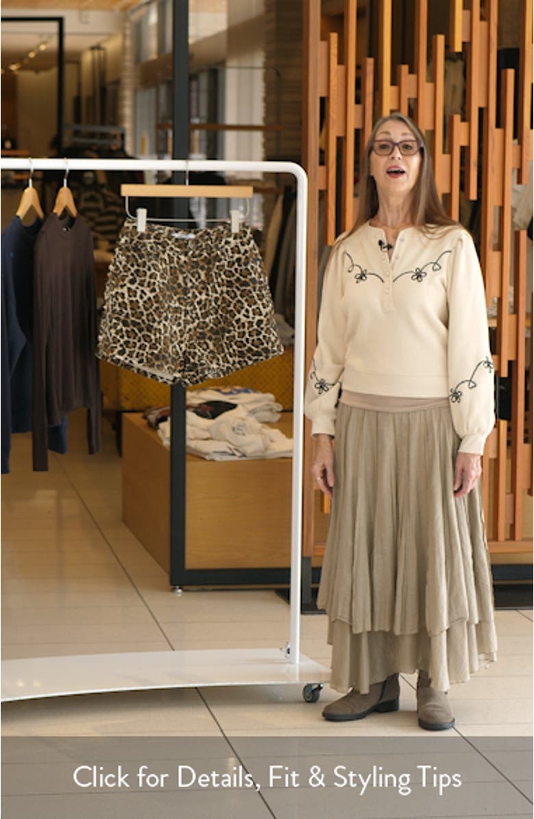 Hemima High Waist Leopard Print Denim Shorts, sales video thumbnail