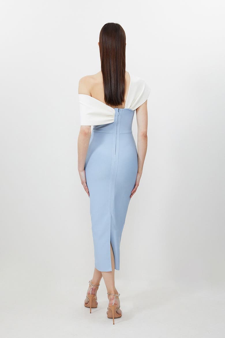 Asymmetric Strap Knit Midi Dress, Alternate, color, Light Blue