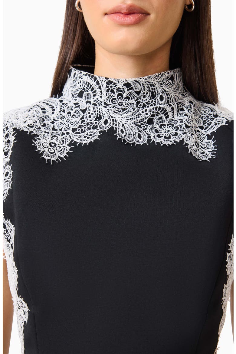 Elysisa Lace Mini Tulip Dress, Alternate, color, BLACK