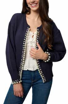 SAACHI Faux Pearl & Crystal Cardigan