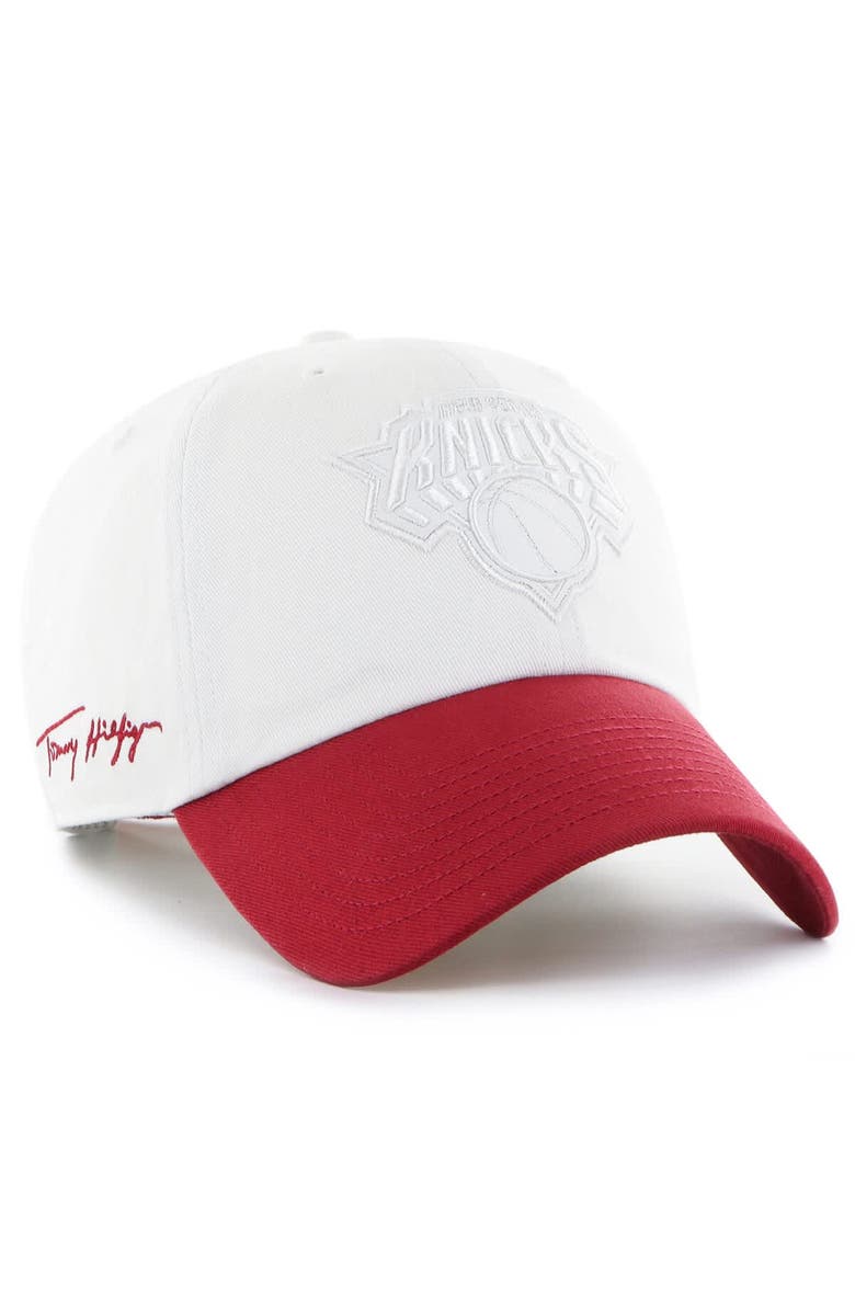 '47 Men's '47 x Tommy Hilfiger White/Red New York Knicks Courtside Cleanup Adjustable Hat, Main, color, 