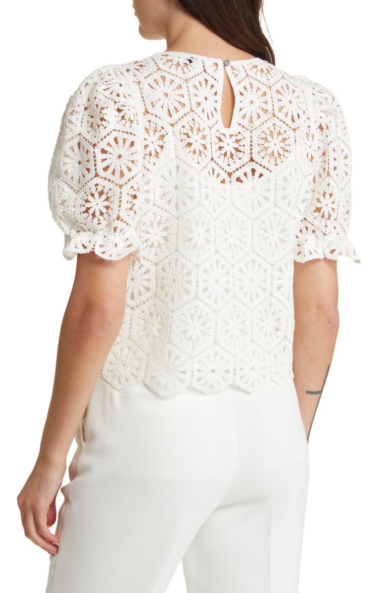 Ted Baker London Ambya Puff Sleeve Sheer Knit Top, Alternate, color, 