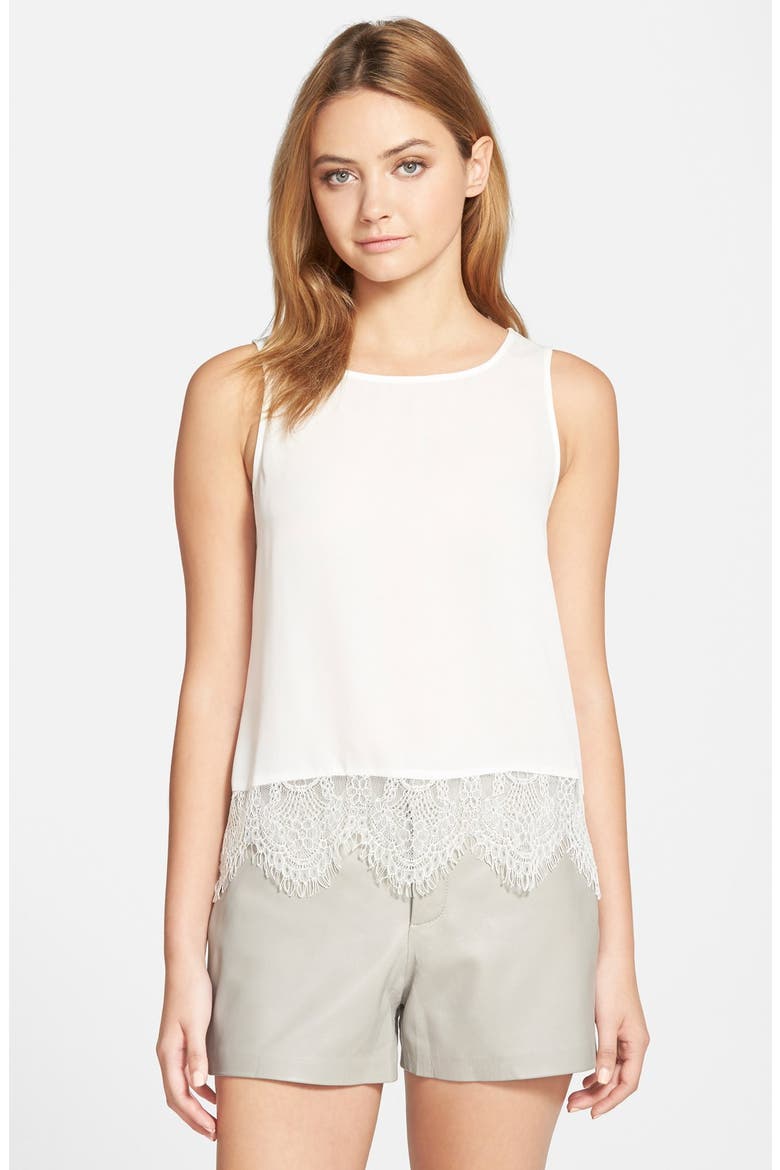 'Sierra' Lace Trim Tank, Alternate, color, IVORY