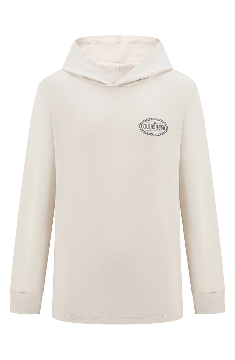 Quiksilver Chained Graphic Hooded Long Sleeve T-Shirt, Main, color, Moonshine