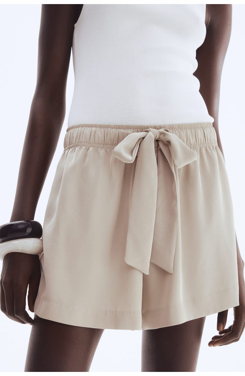 H&M Twill drawstring shorts, Alternate, color, Beige