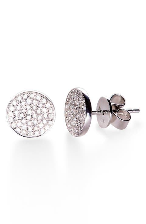 Diamond Disc Stud Earrings