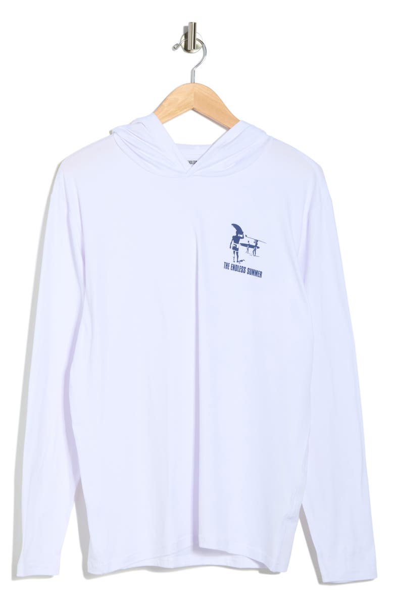 Vintage Summer UPF 50+ Long Sleeve Hooded Sunshirt, Main, color, White