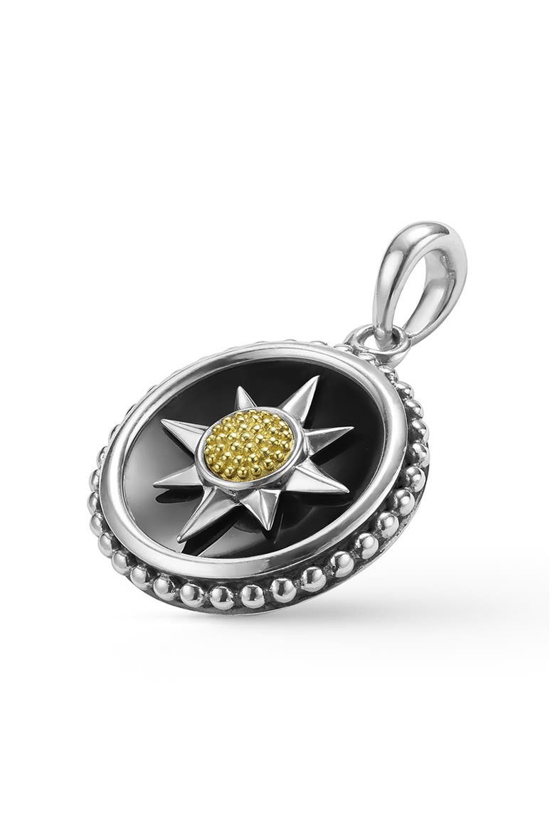 Men's Anthem Small Black Agate Sunburst Amulet, Alternate, color, TWO-TONE