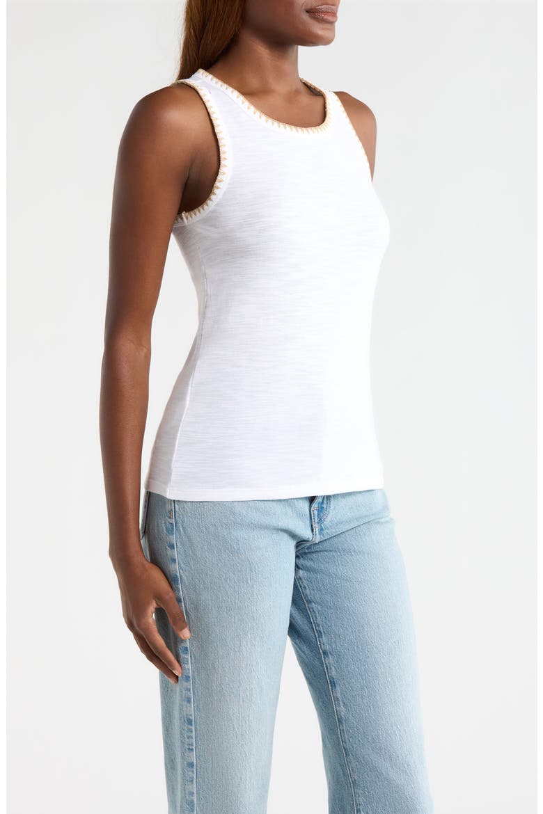 Ashby Isles Embroidered Slubbed Cotton Tank, Alternate, color, WHITE