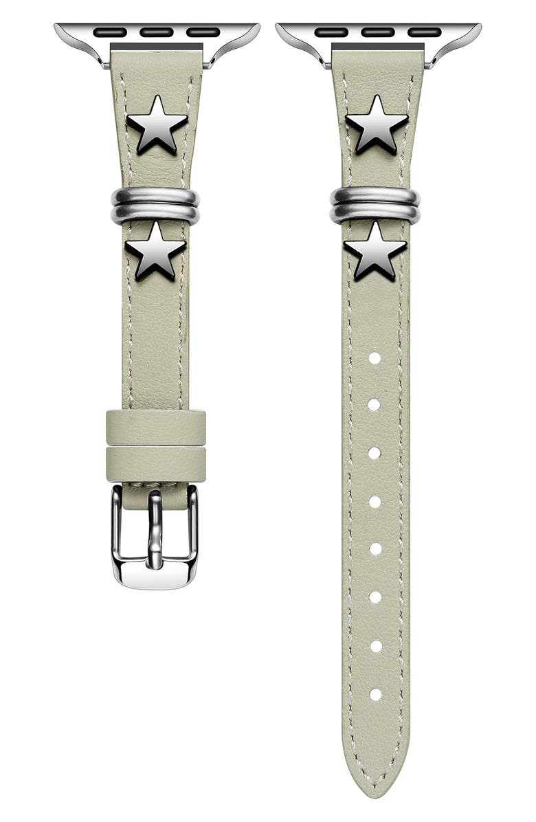 Posh Tech Rodeo Star Leather Apple Watch<sup>®</sup> Watchband, Main, color, Chalk