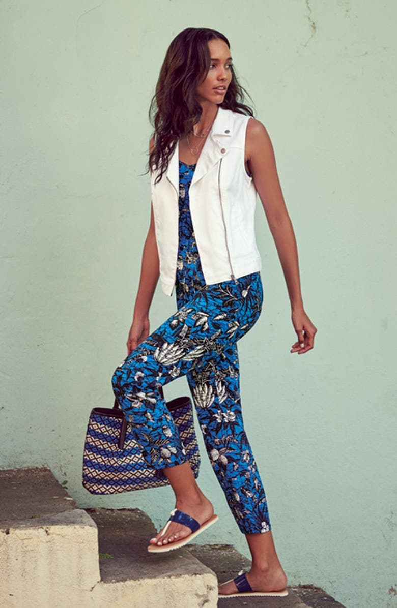 Two by Vince Camuto Denim Moto Vest, Alternate, color, 