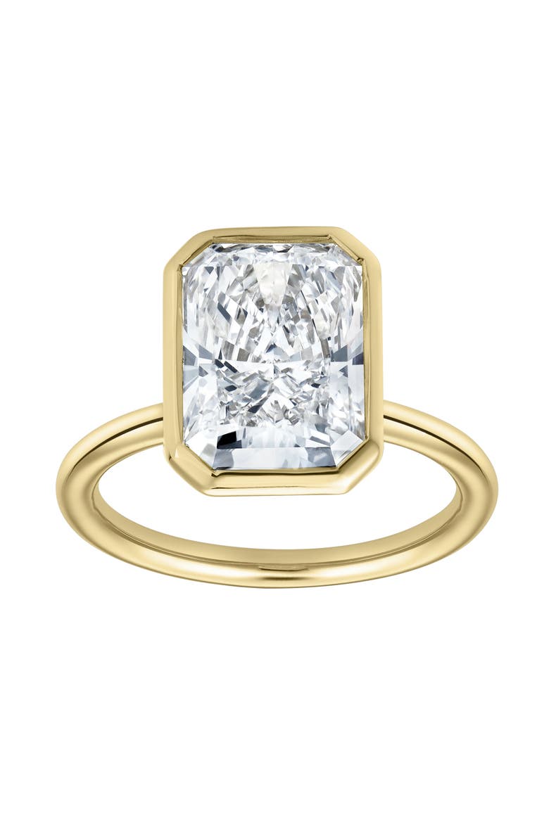 Nerina 14K Gold Radiant Bezel Lab Grown Diamond Solitaire Engagement Ring - 5 Cts, Main, color, 14K Yellow Gold