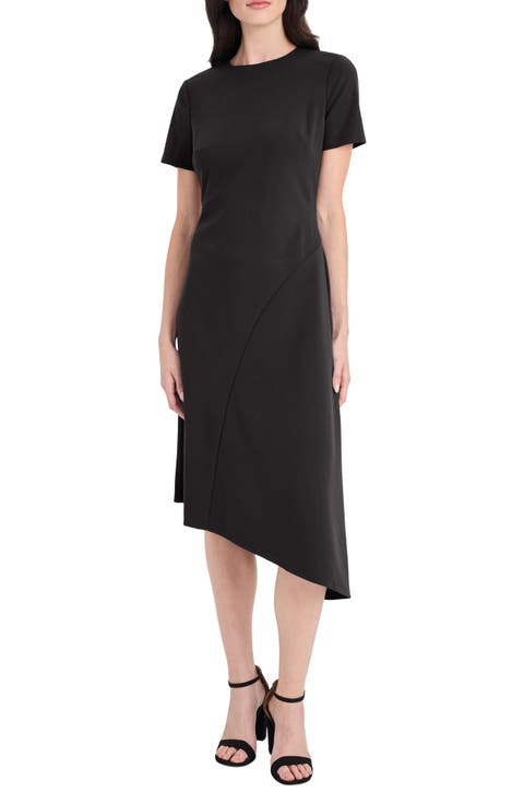 Short Sleeve Asymmetric Midi Dress