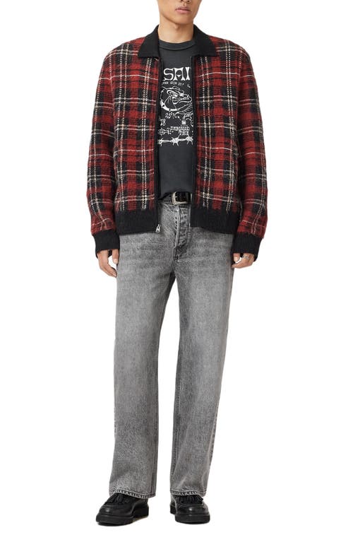 Allsaints Nettle Jacquard Plaid Cardigan In Red