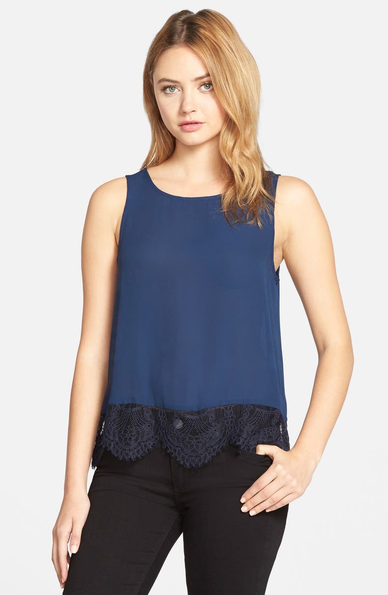 cupcakes and cashmere 'Sierra' Lace Trim Tank, Main, color, 