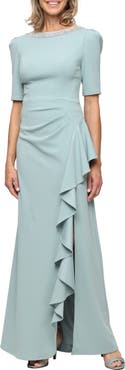 Alex Evenings Embellished Neck Ruffle Gown